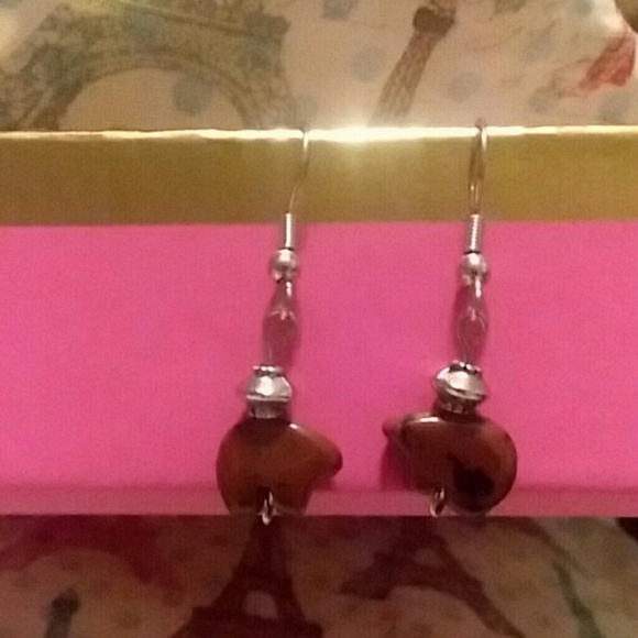 made by me Jewelry - Bear Earrings Southwestern Style Tigers Eye Stone made by me Jewelry - Bear Earrings Southwestern Style Tigers Eye Stone